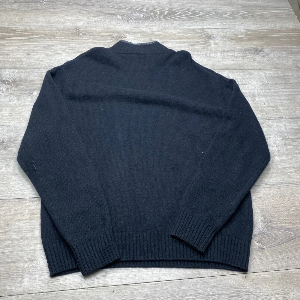 Iceland Quarter Zip Sweater Mens Large Black Wool Blend Made in Italy Mock Neck
